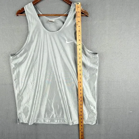 Vintage Nike Satin Basketball Jersey Top Mens Large Silver Hoop Gym Workout - Picture 6 of 11
